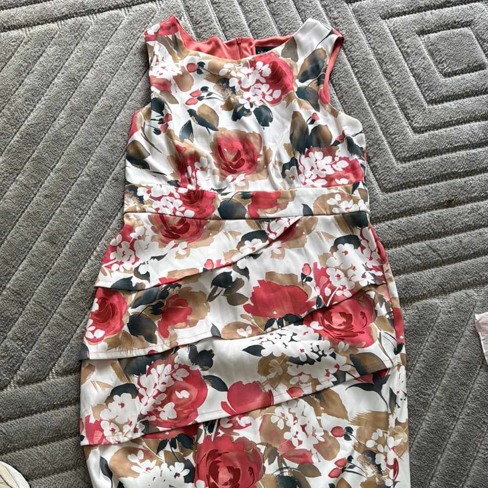 Connected Apparel Red and Green Ruffled Tiered Midi Dress